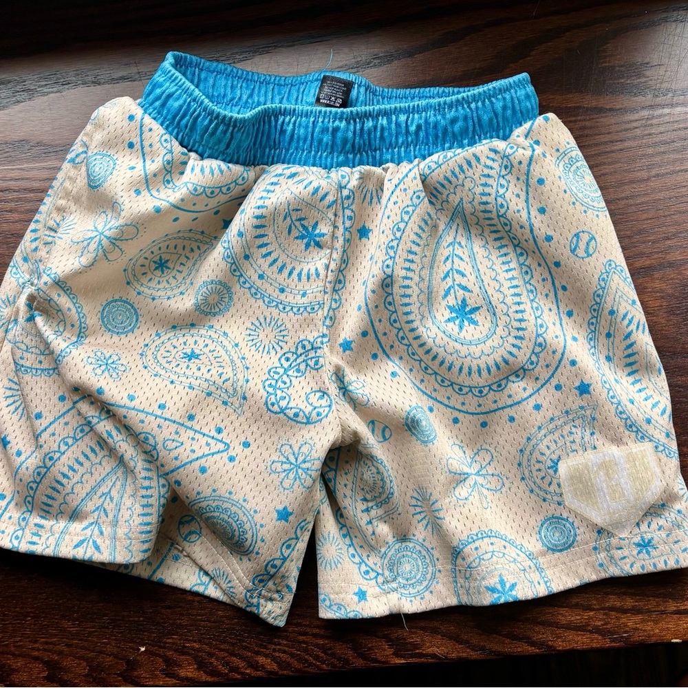 Blue and Cream Kids Paisley Shorts